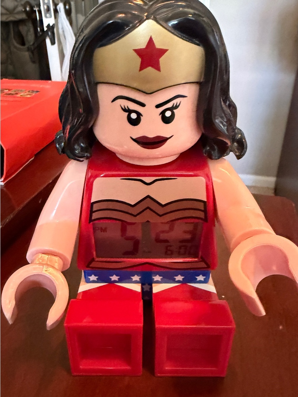 Wonder Woman LEGO Alarm Clock - Red, Gold, Blue - used good